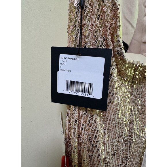 Mac Duggal Size 8 Rose Gold 11279 Sequin Halter Formal Gown Dress Prom Cocktail - Picture 6 of 8